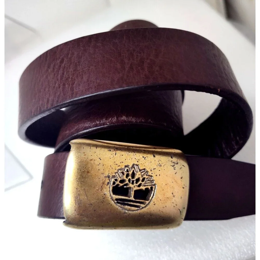 Timberland Brown Italian Genuine Leather Belt  Men's Size 32  Hook Belt Closure